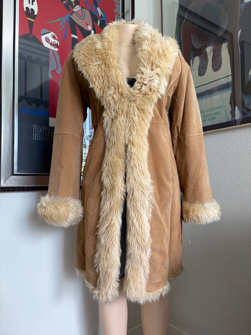 Vintage 1990s Tan Suede Penny Coat By Wilson 's Leather. Size M